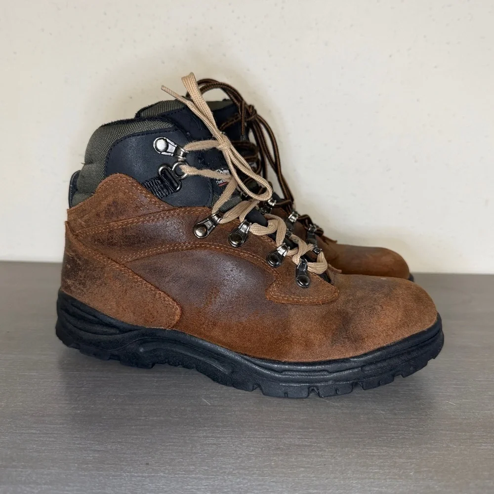Vintage Yukon Odyssey II Youth Brown Leather Hiking Boots Thinsulate Size 6 M US